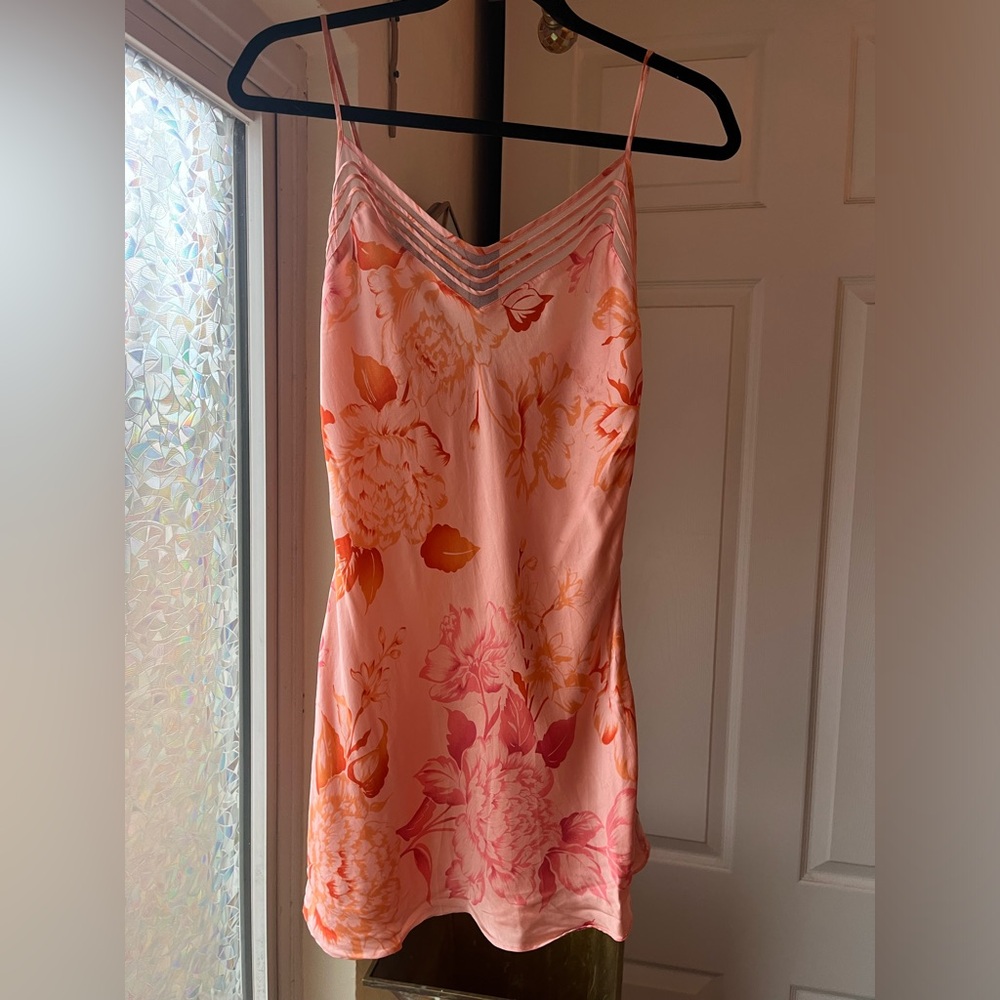 Victoria's Secret Pink and Orange Floral Y2K Silk Nightie